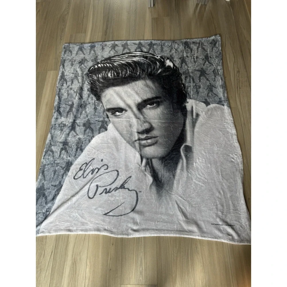 Elvis Presley Fleece Throw Blanket 50x60 Inches Silver Gray Polyester Super Soft